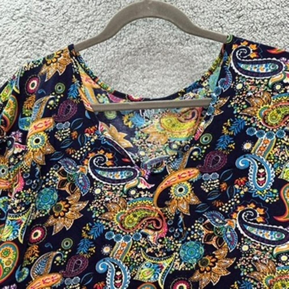 Ulla Popken Women's Size 28/30 Colorful Paisley‎ Top V-Neck 3/4 Sleeves Comfort - Picture 4 of 11